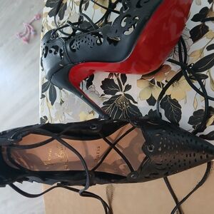 Christian Louboutin Black Lace-Up Heels